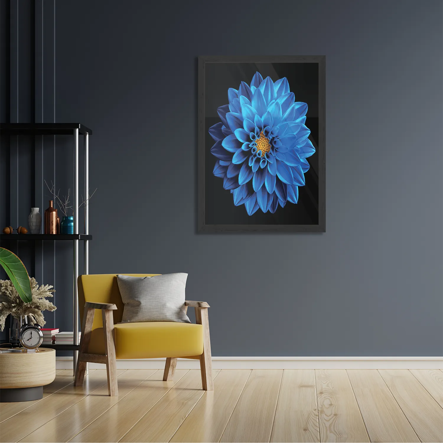Poster Blauwe Dahlia Rechthoek Verticaal Met Lijst Template PBL 50 70 Verticaal Natuur 54 2