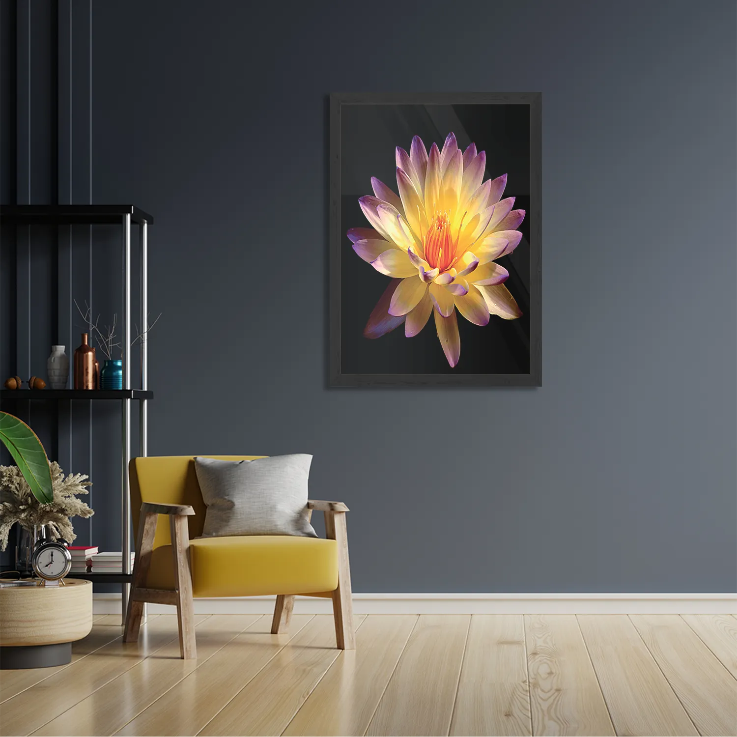 Poster Paarse Gele Dahlia Rechthoek Verticaal Met Lijst Template PBL 50 70 Verticaal Natuur 60 2