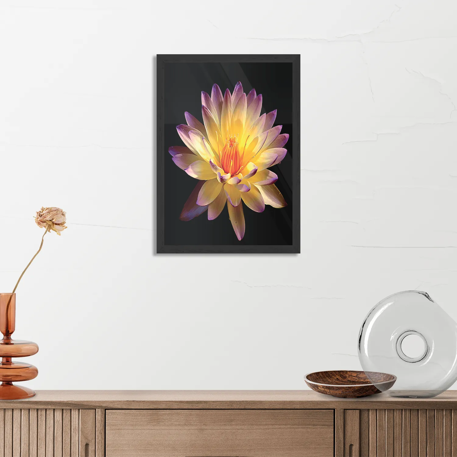 Poster Paarse Gele Dahlia Rechthoek Verticaal Met Lijst Template PBL 50 70 Verticaal Natuur 60 3