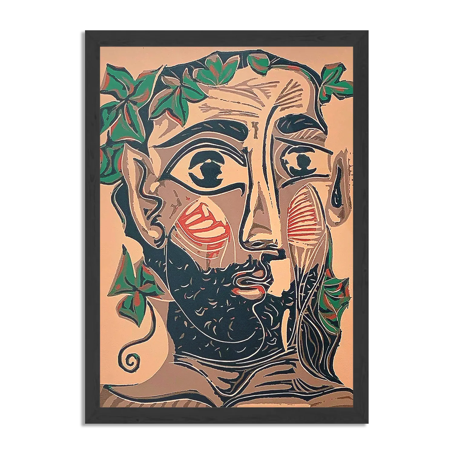 Poster Picasso bebaarde man 1962 Rechthoek Verticaal Met Lijst Template PBL 50 70 Verticaal Om 12 1