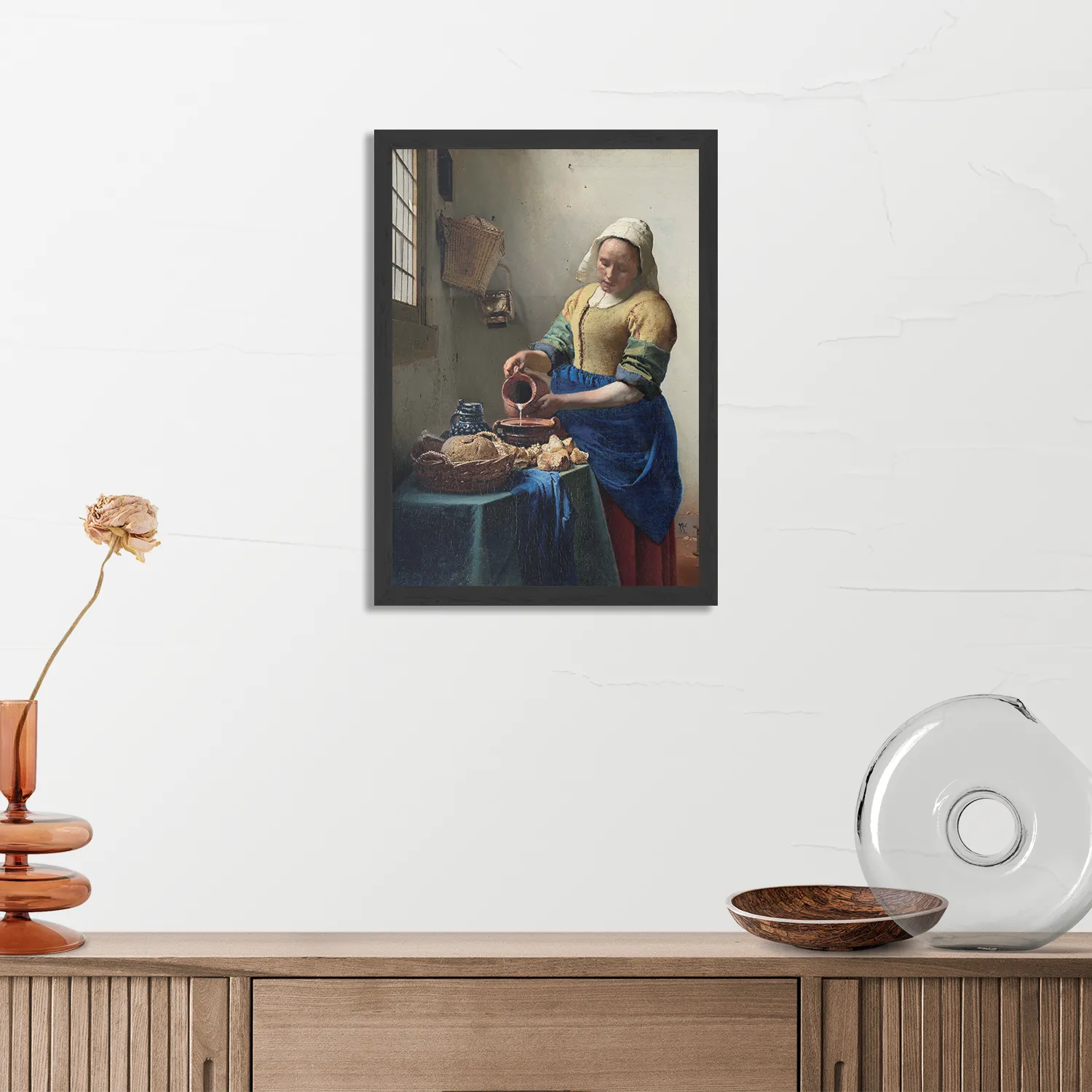 Poster Johannes Vermeer Het Melkmeisje 1660 Rechthoek Verticaal Met Lijst Template PBL 50 70 Verticaal Om 29 3