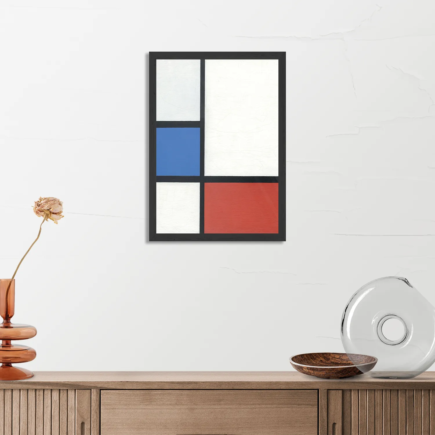 Poster Mondriaan de Blauwe vlakte Rechthoek Verticaal Met Lijst Template PBL 50 70 Verticaal Om 3 3