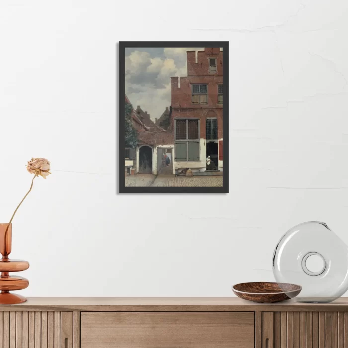 Poster Johannes Vermeer Gezicht op huizen in Delft 1658 Rechthoek Verticaal Met Lijst Template PBL 50 70 Verticaal Om 30 3