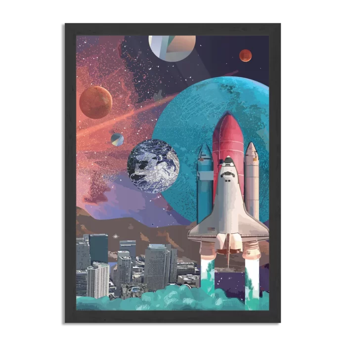 Poster The Space Race Rechthoek Verticaal Met Lijst Template PBL 50 70 Verticaal Ruimtevaart 10 1