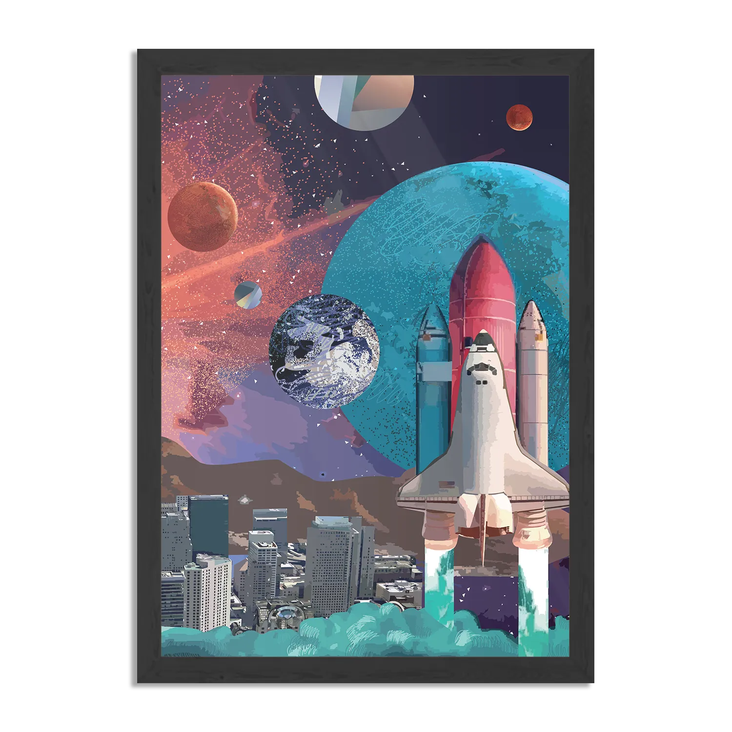 Poster The Space Race Rechthoek Verticaal Met Lijst Template PBL 50 70 Verticaal Ruimtevaart 10 1