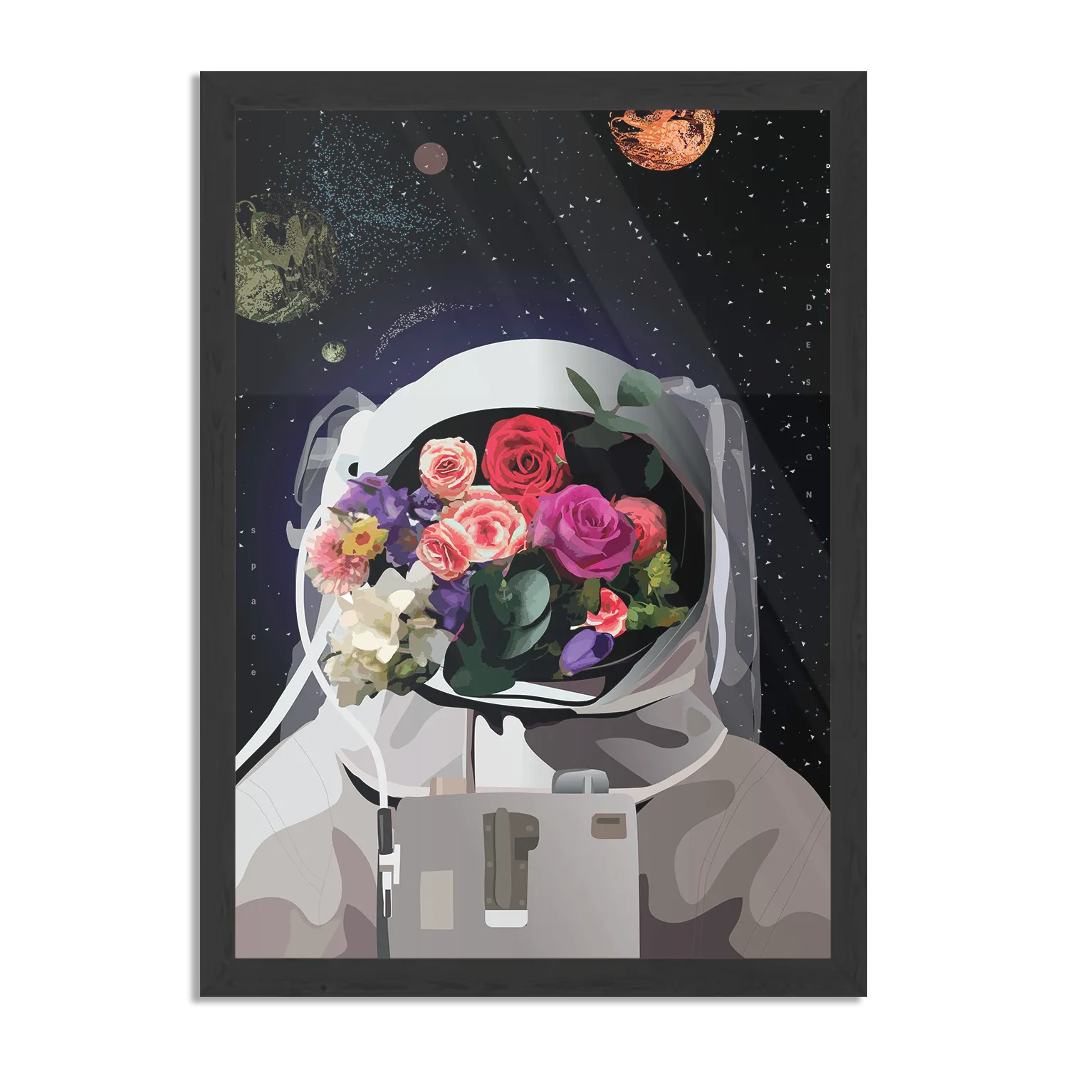 Poster The love astronaut Rechthoek Verticaal Met Lijst Template PBL 50 70 Verticaal Ruimtevaart 12 1