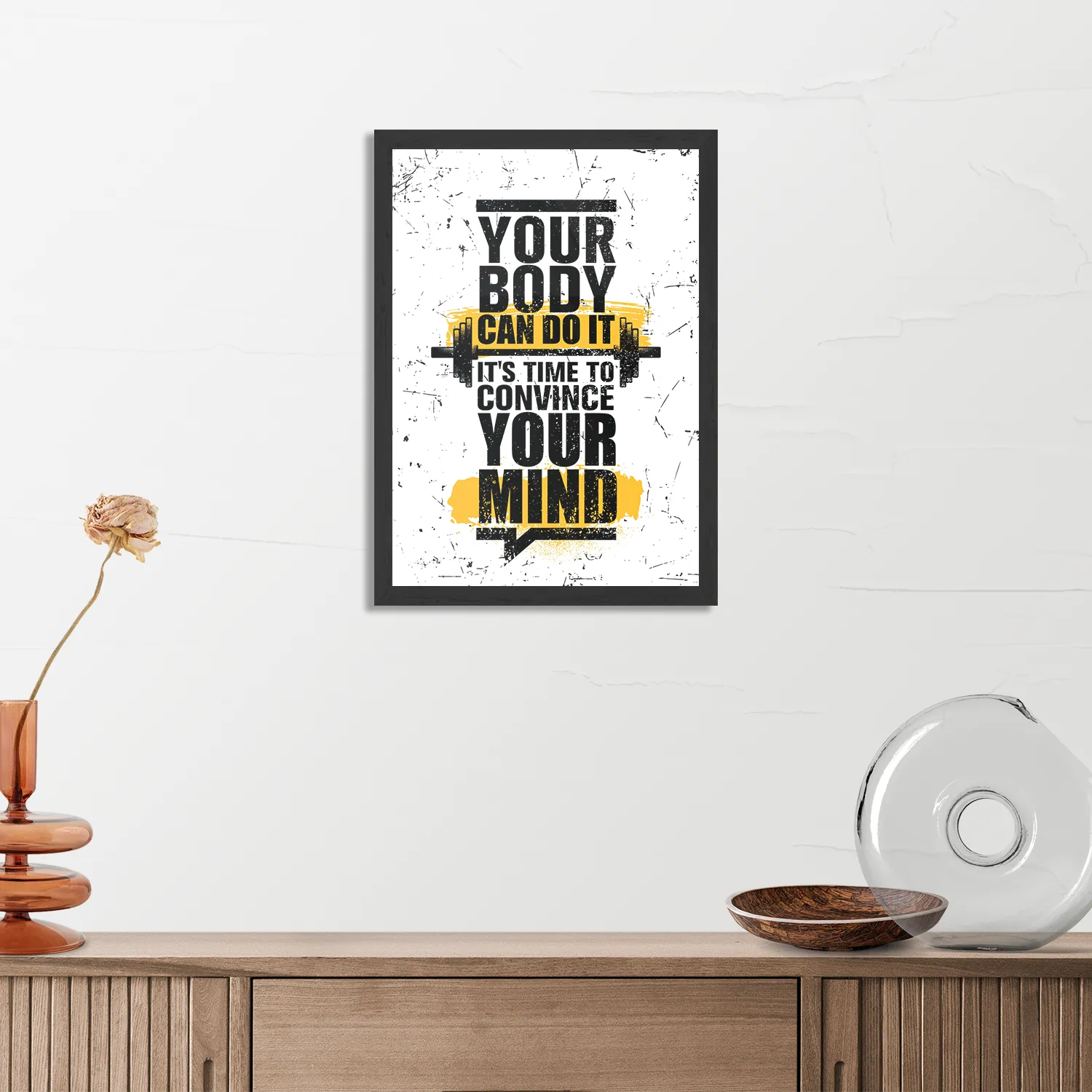 Poster You Body Can Do It, It's Time To Convince Your Mind Rechthoek Verticaal Met Lijst Template PBL 50 70 Verticaal Sport 14 3