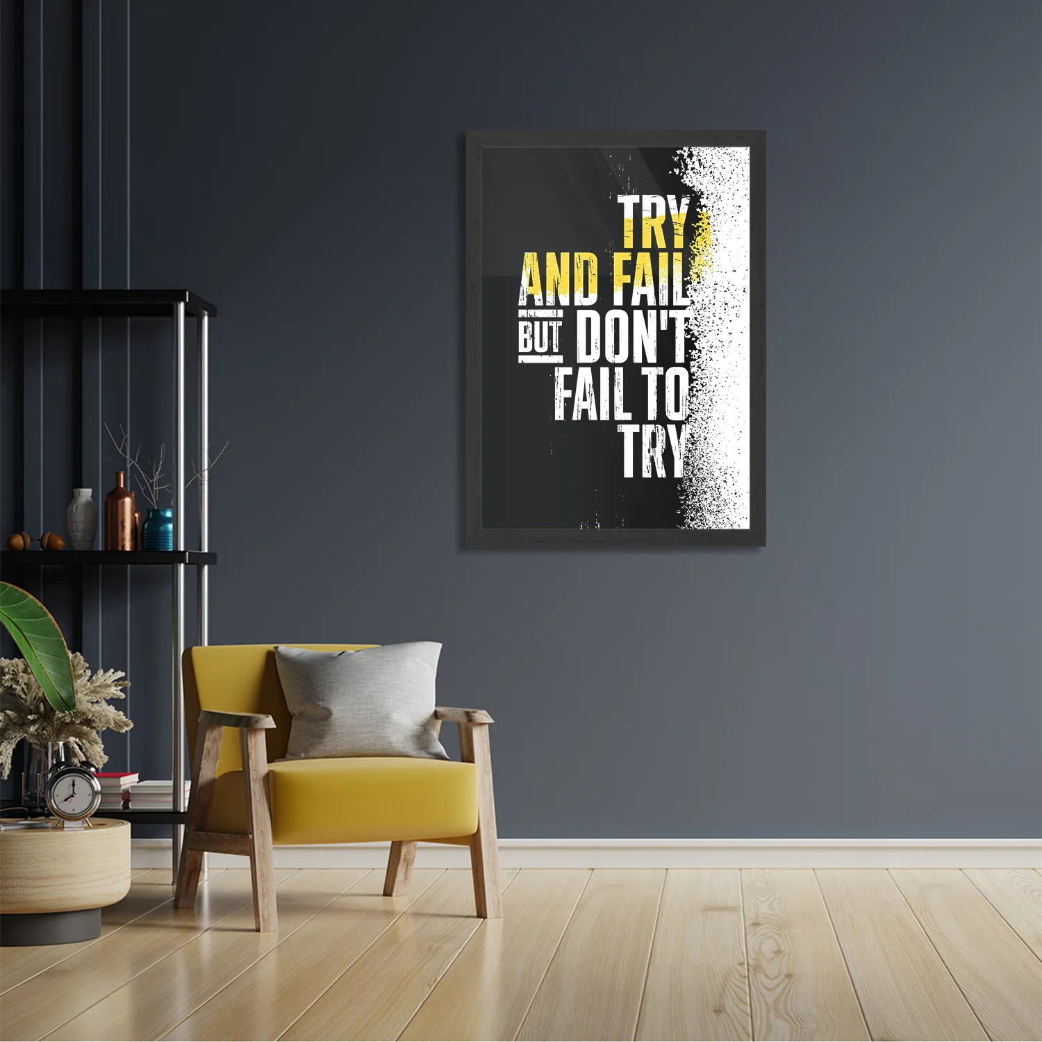 Poster Try And Fail, But Don't Fail To Try Rechthoek Verticaal Met Lijst Template PBL 50 70 Verticaal Sport 18 2