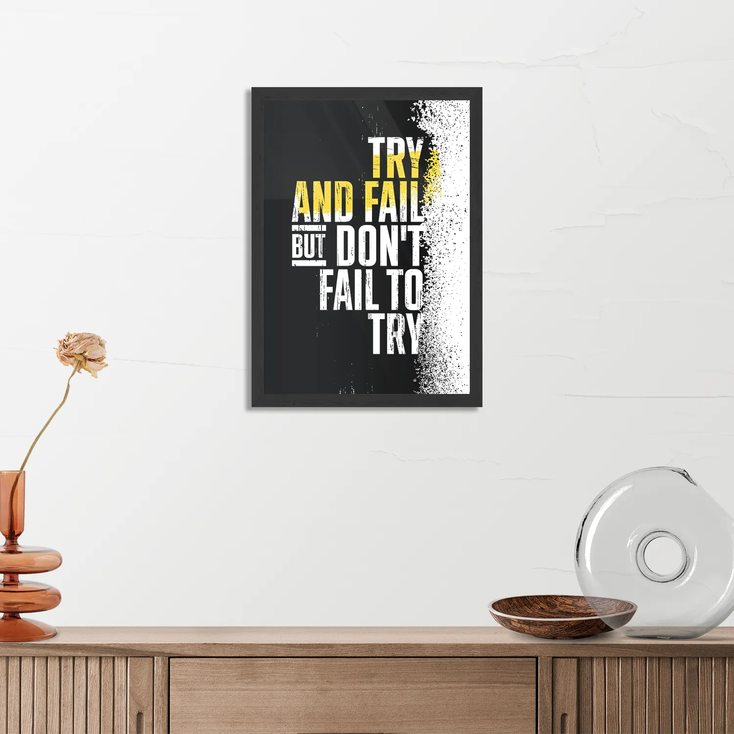 Poster Try And Fail, But Don't Fail To Try Rechthoek Verticaal Met Lijst Template PBL 50 70 Verticaal Sport 18 3