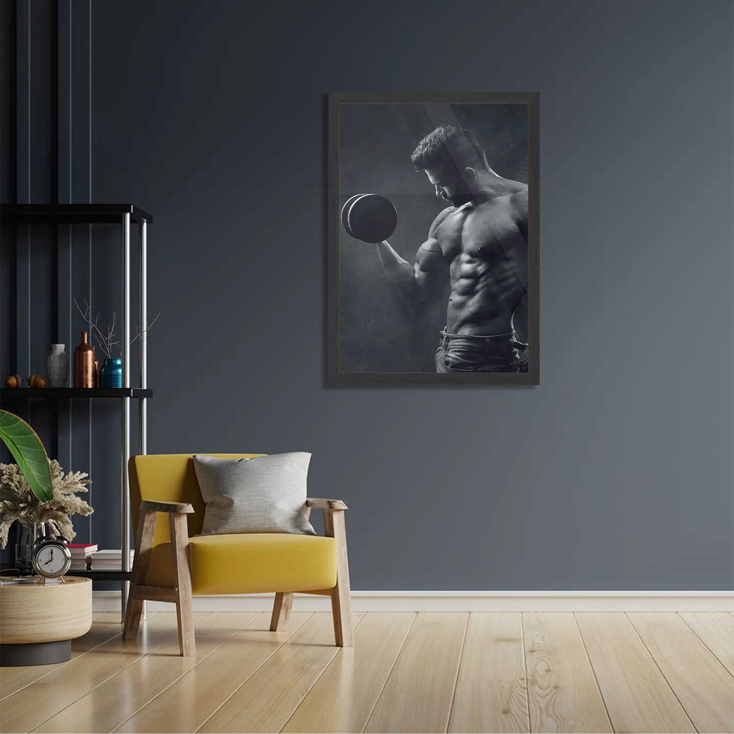 Poster Sexy Man Heft Gewicht Met Halter Rechthoek Verticaal Met Lijst Template PBL 50 70 Verticaal Sport 2 2