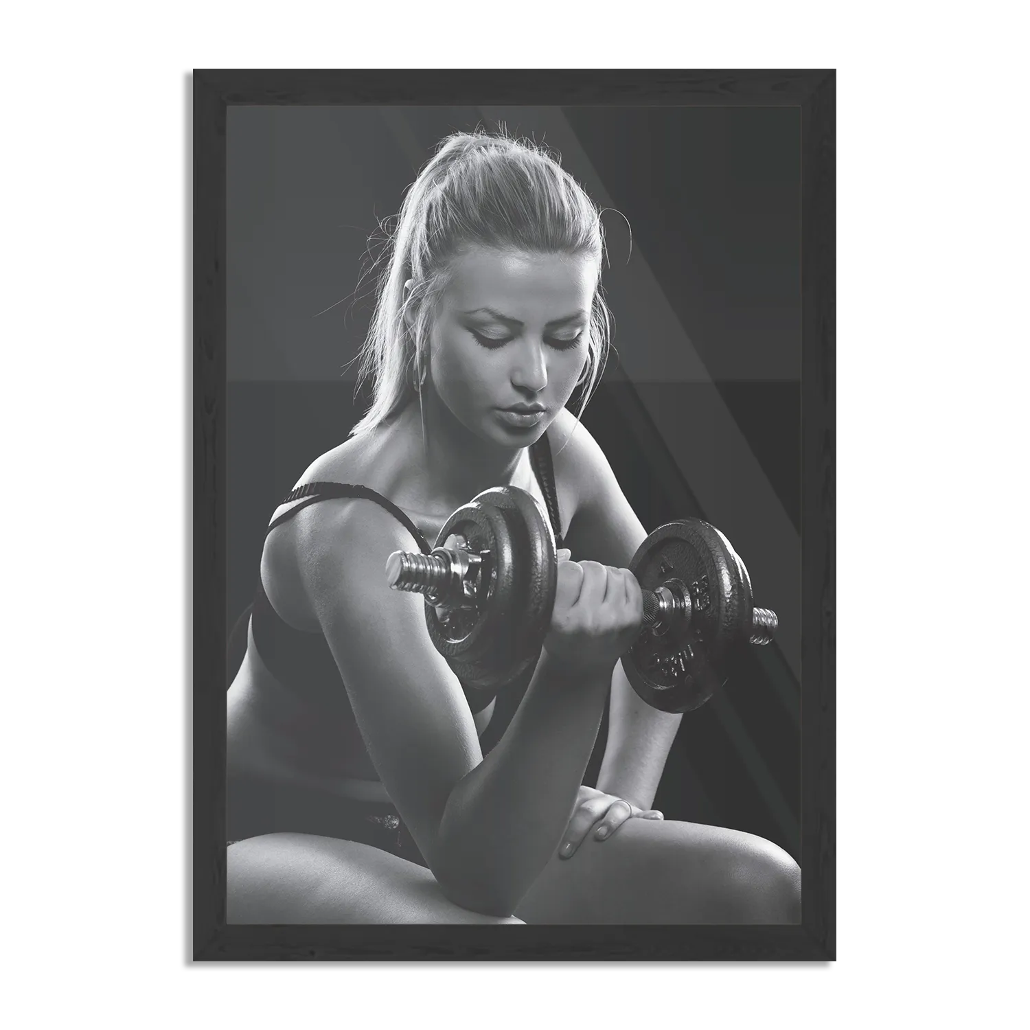 Poster Sexy Vrouw Heft Gewicht Met Halter Rechthoek Verticaal Met Lijst Template PBL 50 70 Verticaal Sport 7 1