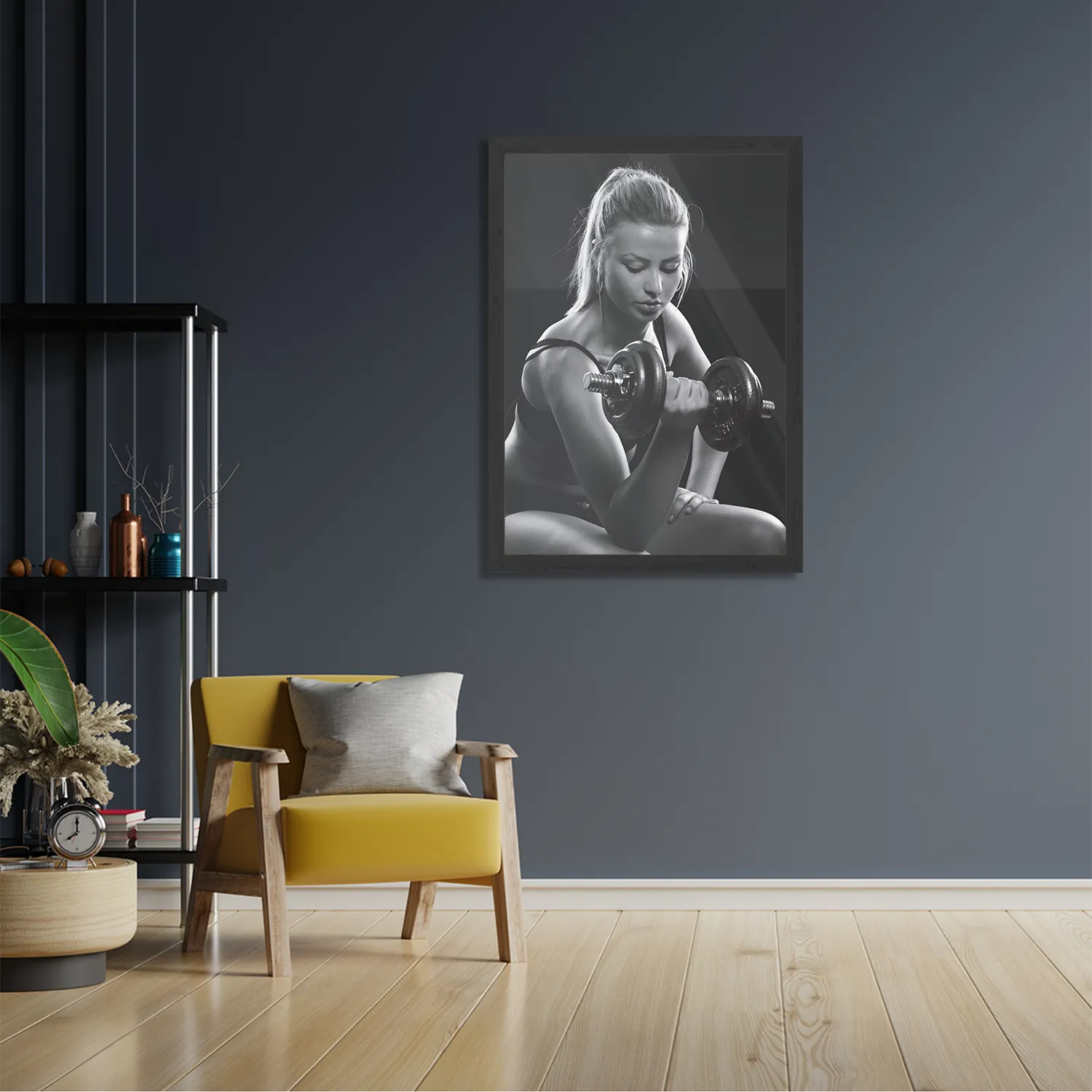 Poster Sexy Vrouw Heft Gewicht Met Halter Rechthoek Verticaal Met Lijst Template PBL 50 70 Verticaal Sport 7 2