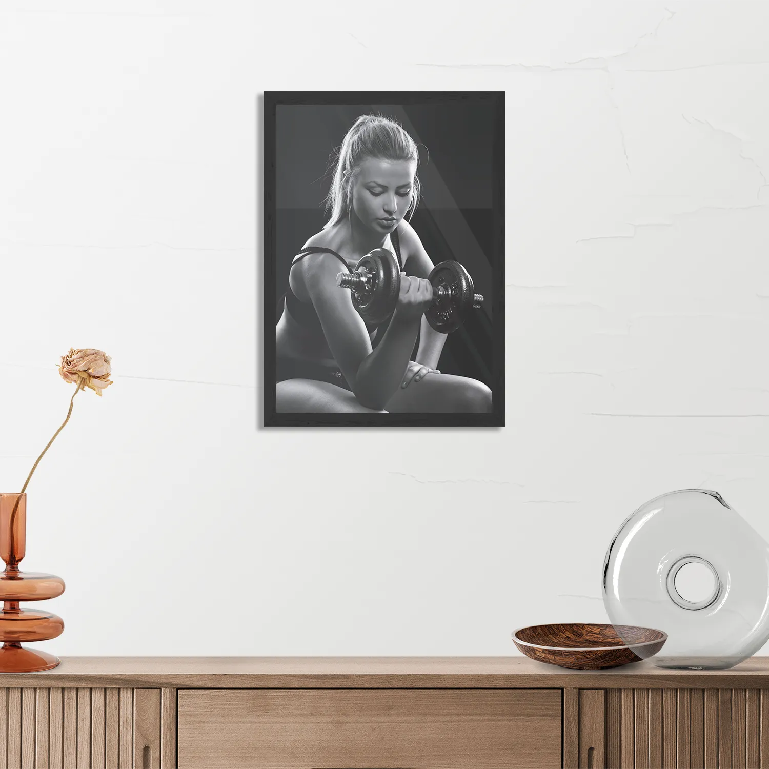 Poster Sexy Vrouw Heft Gewicht Met Halter Rechthoek Verticaal Met Lijst Template PBL 50 70 Verticaal Sport 7 3