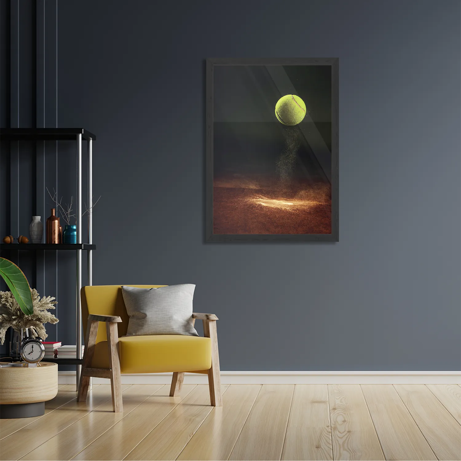 Poster Tennisbal Op Grevel Rechthoek Verticaal Met Lijst Template PBL 50 70 Verticaal Sport 9 2