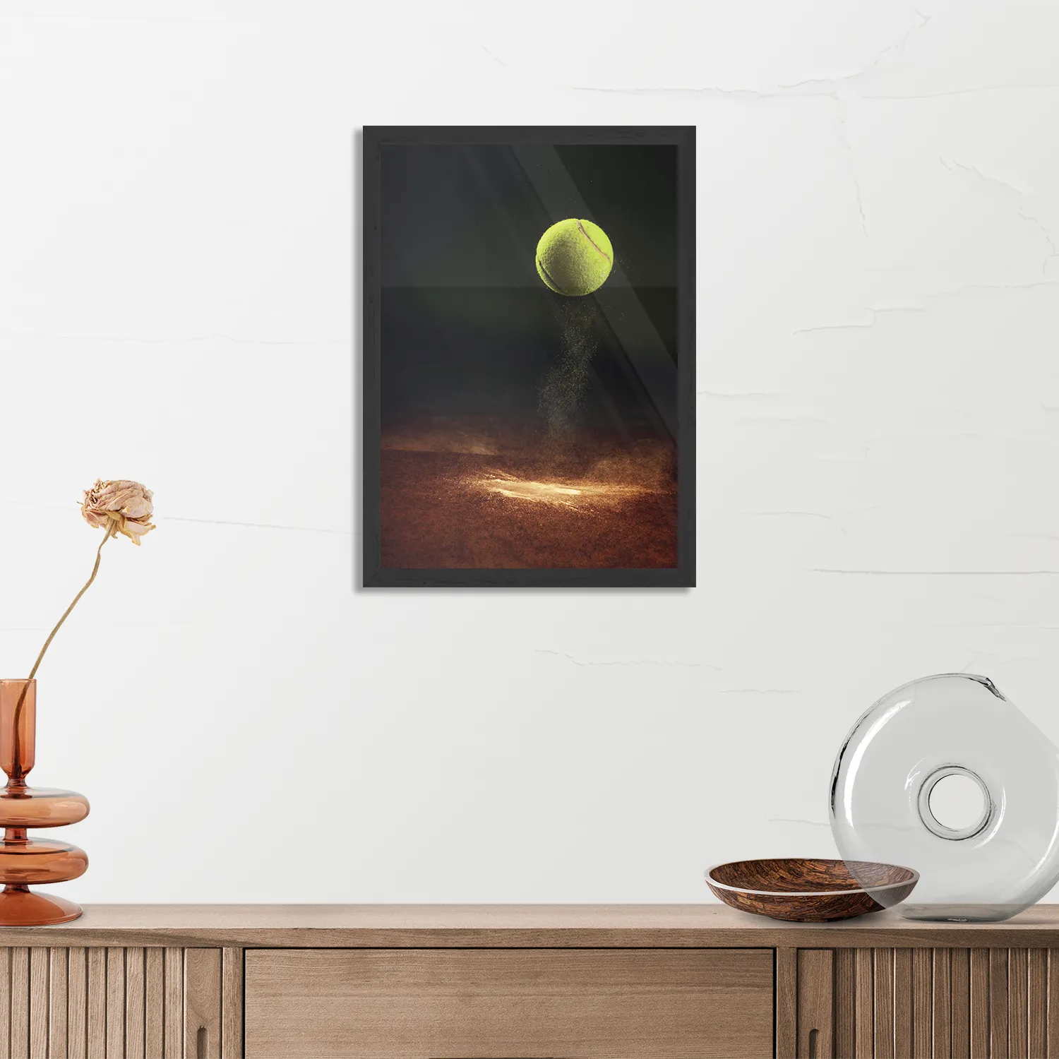 Poster Tennisbal Op Grevel Rechthoek Verticaal Met Lijst Template PBL 50 70 Verticaal Sport 9 3