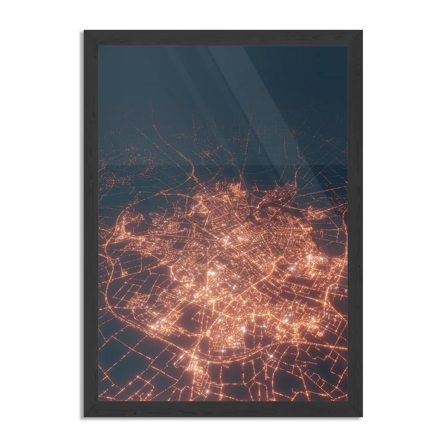 Poster Luchtfoto Nacht 01 Rechthoek Verticaal Met Lijst Template PBL 50 70 Verticaal Steden 106 1