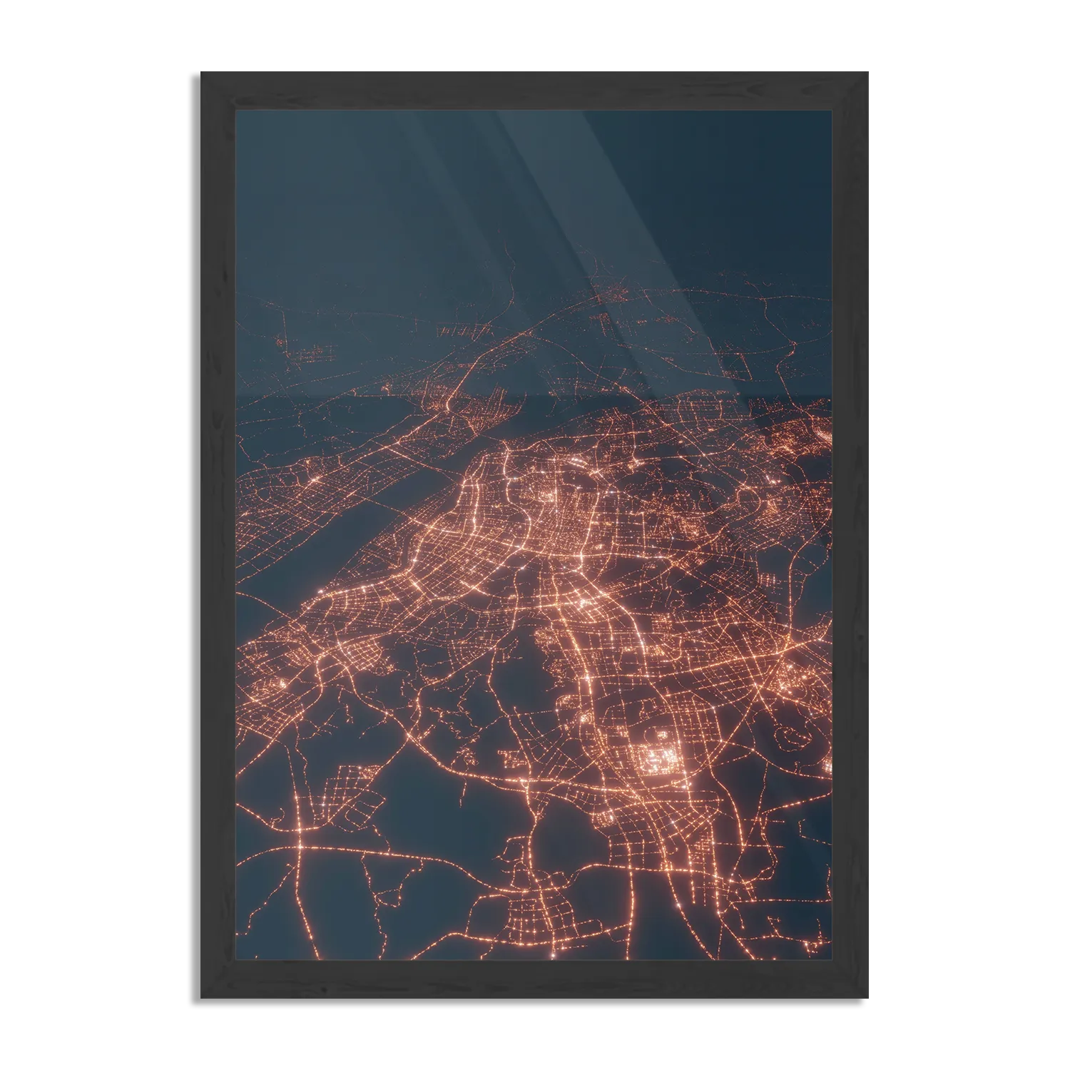 Poster Luchtfoto Nacht 02 Rechthoek Verticaal Met Lijst Template PBL 50 70 Verticaal Steden 107 1