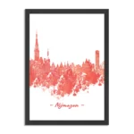 Poster Skyline Nijmgen Watercolor Paint Rechthoek Verticaal Met Lijst Template PBL 50 70 Verticaal Steden 12 1