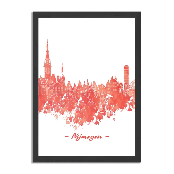Poster Skyline Nijmgen Watercolor Paint Rechthoek Verticaal Met Lijst Template PBL 50 70 Verticaal Steden 12 1