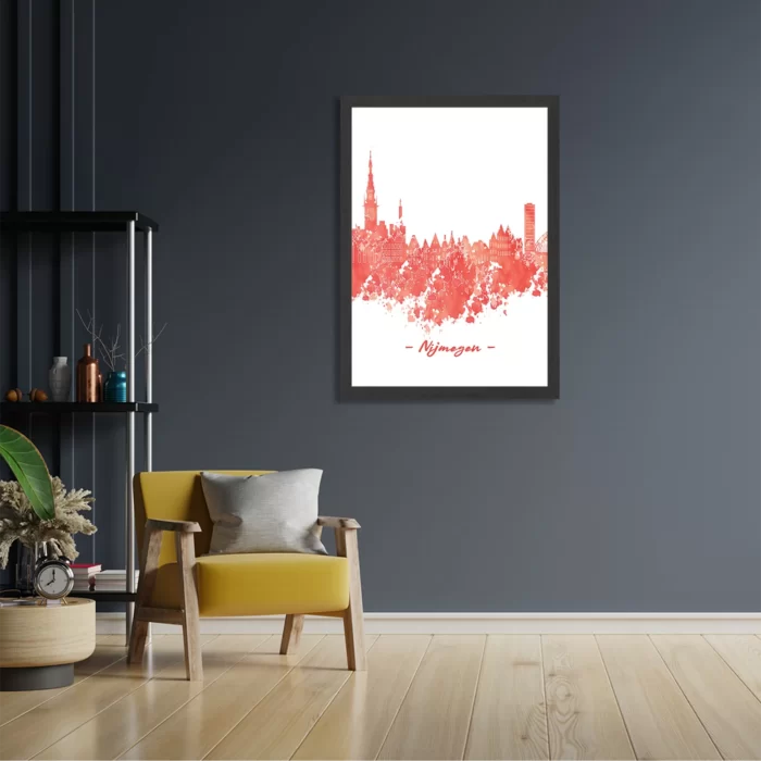 Poster Skyline Nijmgen Watercolor Paint Rechthoek Verticaal Met Lijst Template PBL 50 70 Verticaal Steden 12 2