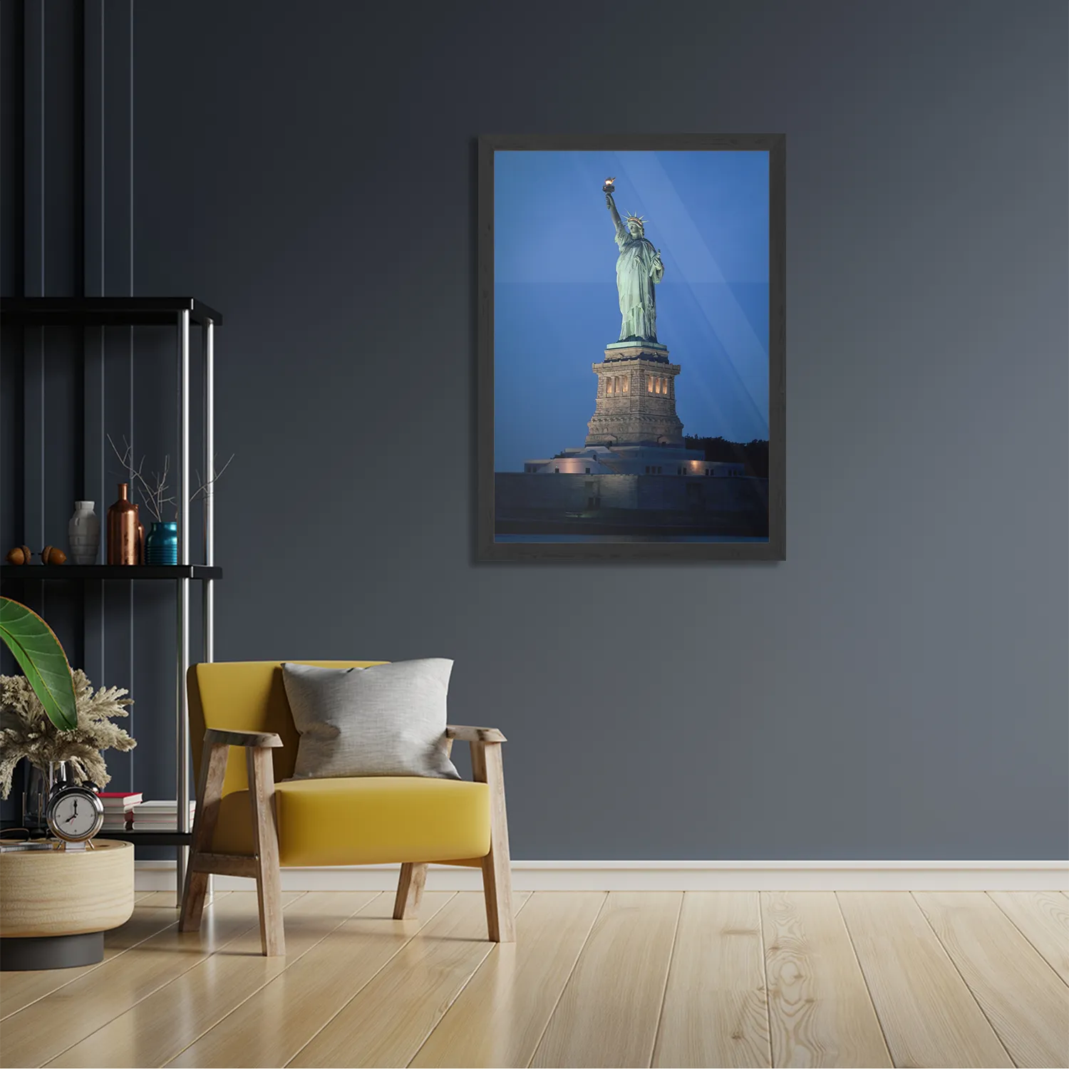Poster Vrijheidsbeeld New York Donker 01 Rechthoek Verticaal Met Lijst Template PBL 50 70 Verticaal Steden 18 2