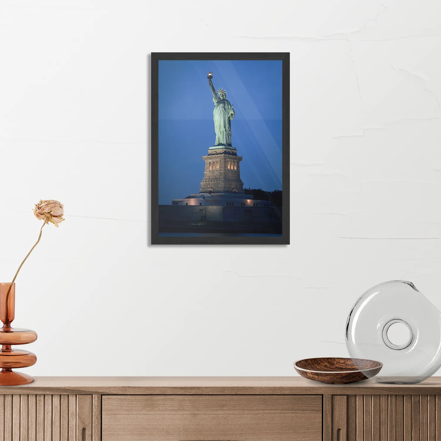 Poster Vrijheidsbeeld New York Donker 01 Rechthoek Verticaal Met Lijst Template PBL 50 70 Verticaal Steden 18 3