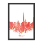 Poster Skyline Antwerpen Watercolor Paint Rechthoek Verticaal Met Lijst Template PBL 50 70 Verticaal Steden 2 1