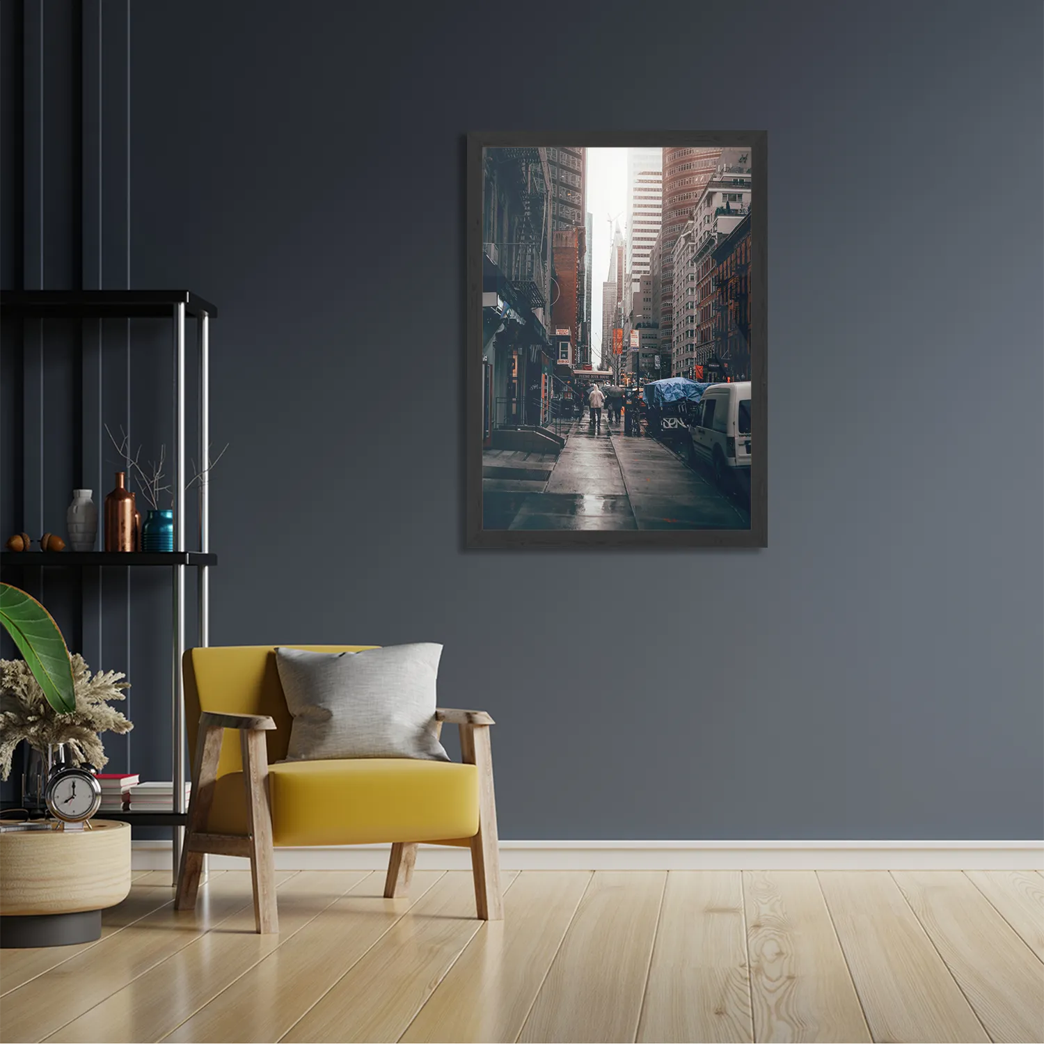 Poster New York Raining Day Rechthoek Verticaal Met Lijst Template PBL 50 70 Verticaal Steden 27 2