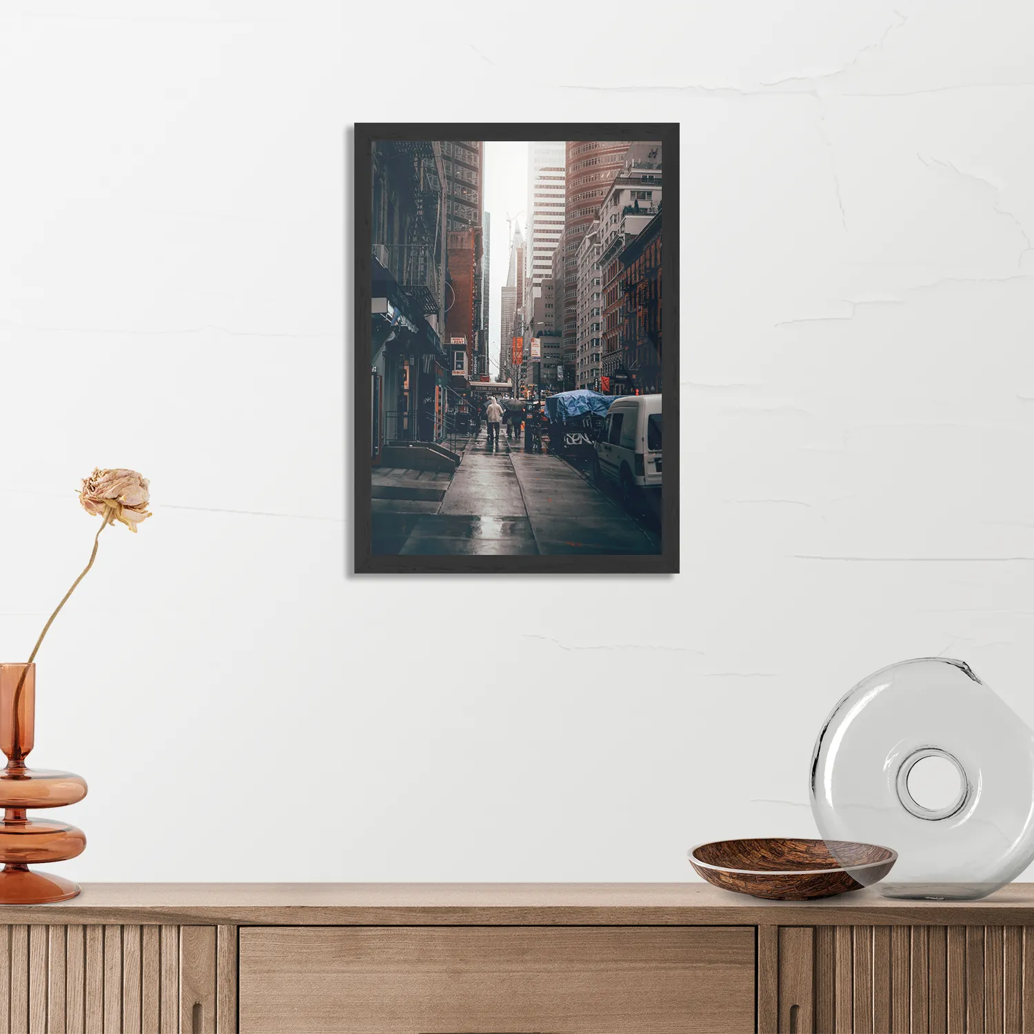Poster New York Raining Day Rechthoek Verticaal Met Lijst Template PBL 50 70 Verticaal Steden 27 3