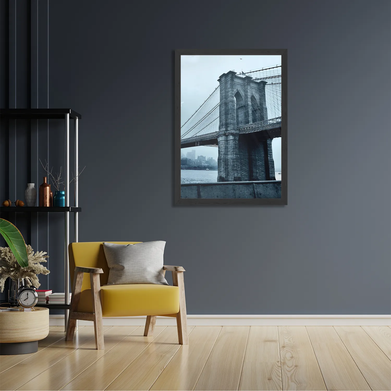 Poster Brooklyn Bridge New York Zwart Wit Rechthoek Verticaal Met Lijst Template PBL 50 70 Verticaal Steden 28 2