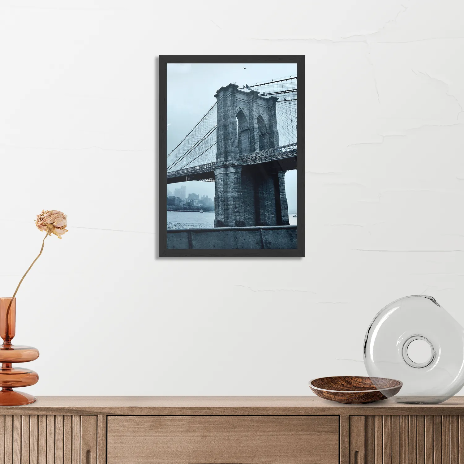 Poster Brooklyn Bridge New York Zwart Wit Rechthoek Verticaal Met Lijst Template PBL 50 70 Verticaal Steden 28 3