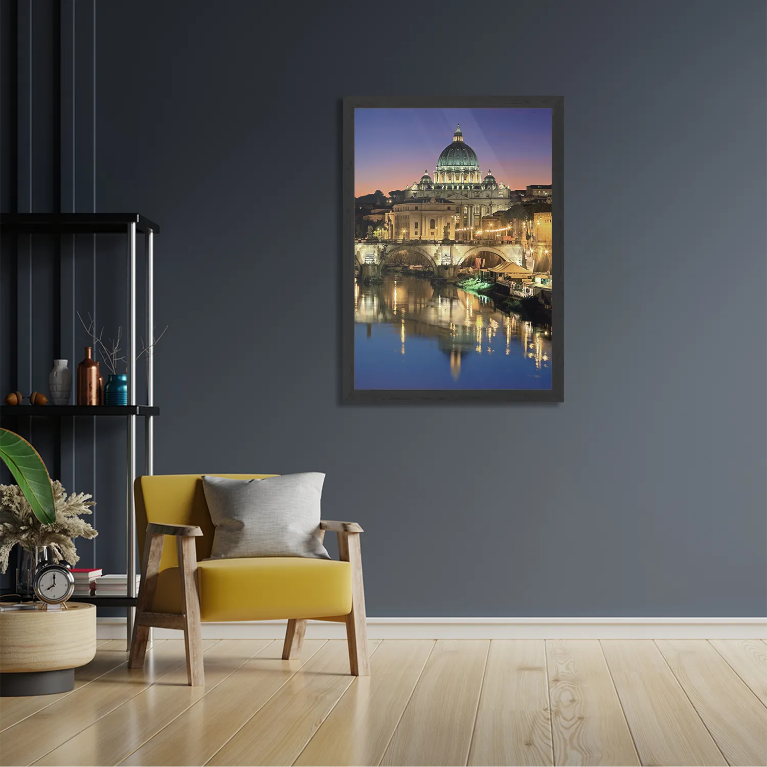 Poster Rivier Tiber Rome at Night Rechthoek Verticaal Met Lijst Template PBL 50 70 Verticaal Steden 29 2