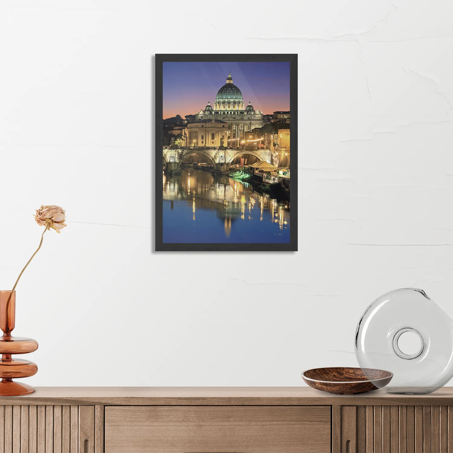 Poster Rivier Tiber Rome at Night Rechthoek Verticaal Met Lijst Template PBL 50 70 Verticaal Steden 29 3