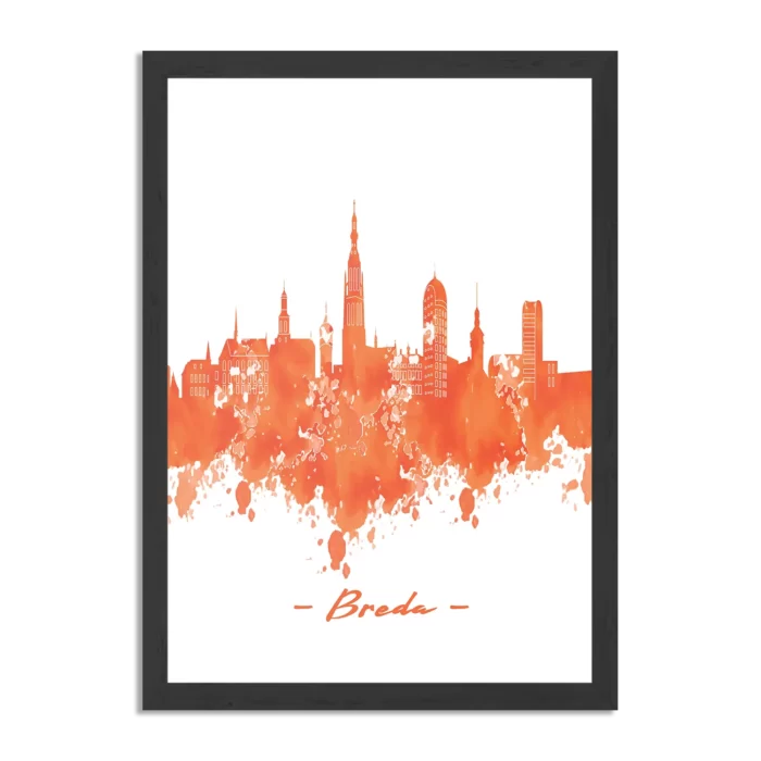 Poster Skyline Breda Watercolor Paint Rechthoek Verticaal Met Lijst Template PBL 50 70 Verticaal Steden 3 1