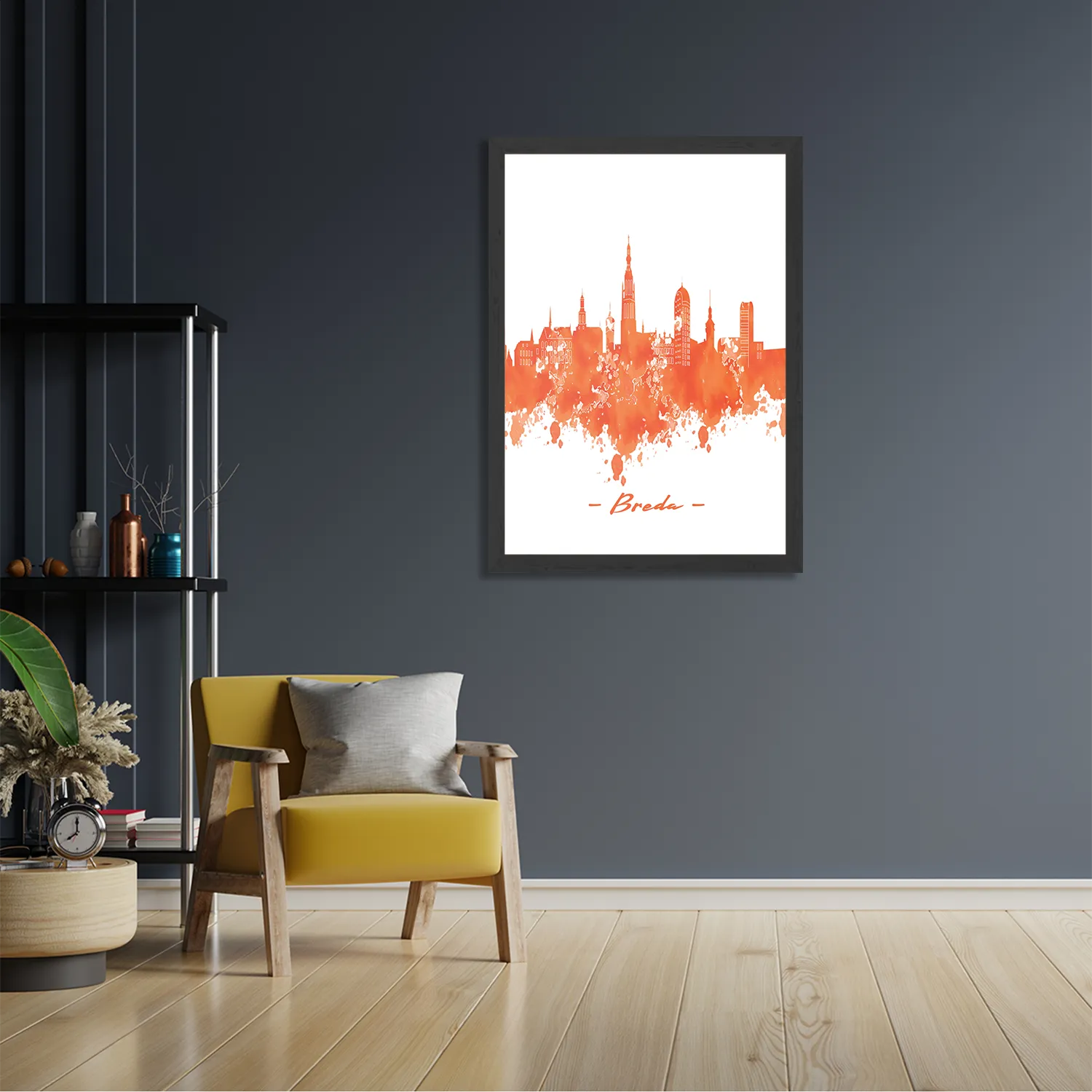 Poster Skyline Breda Watercolor Paint Rechthoek Verticaal Met Lijst Template PBL 50 70 Verticaal Steden 3 2