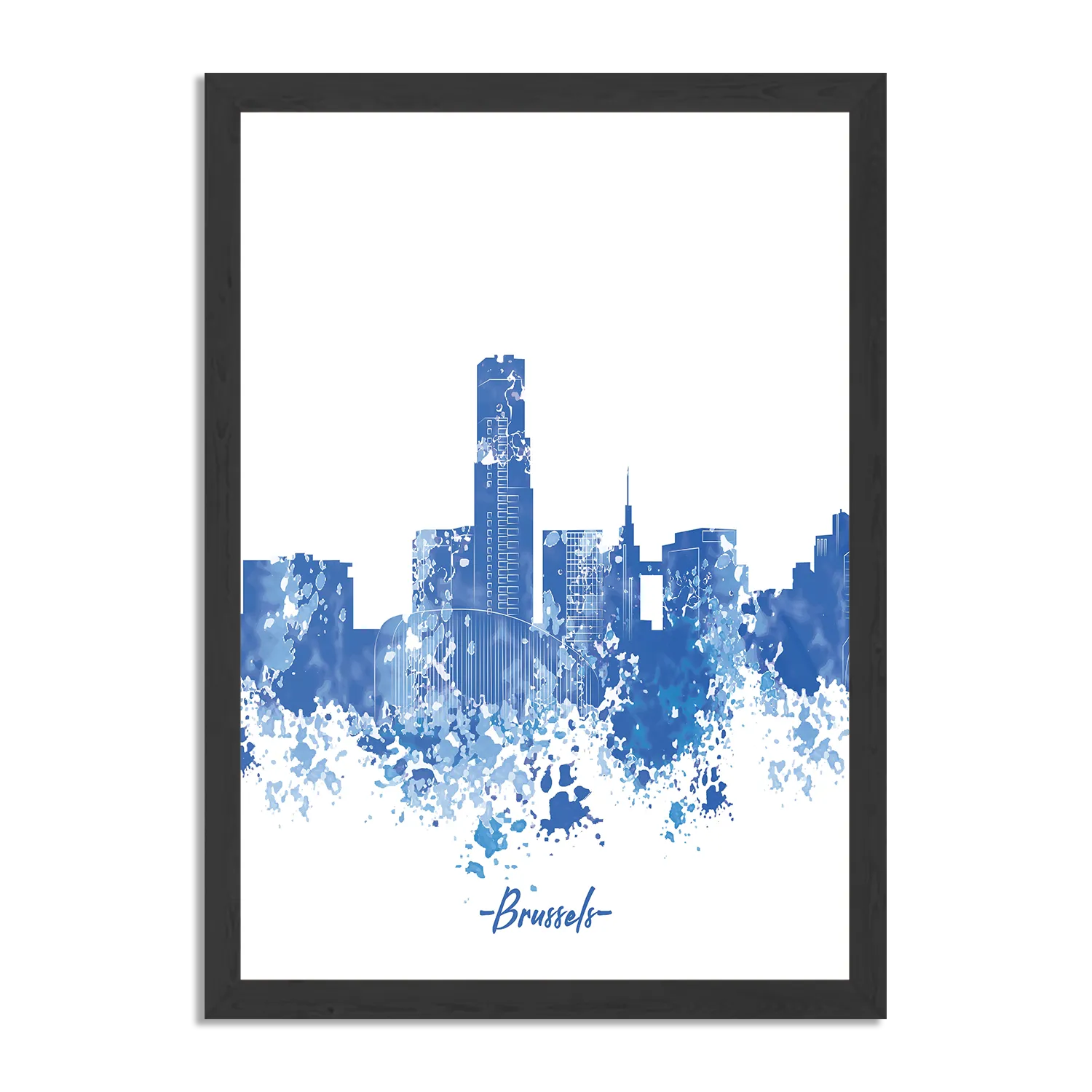 Poster Skyline Brussels Watercolor Paint Rechthoek Verticaal Met Lijst Template PBL 50 70 Verticaal Steden 4 1