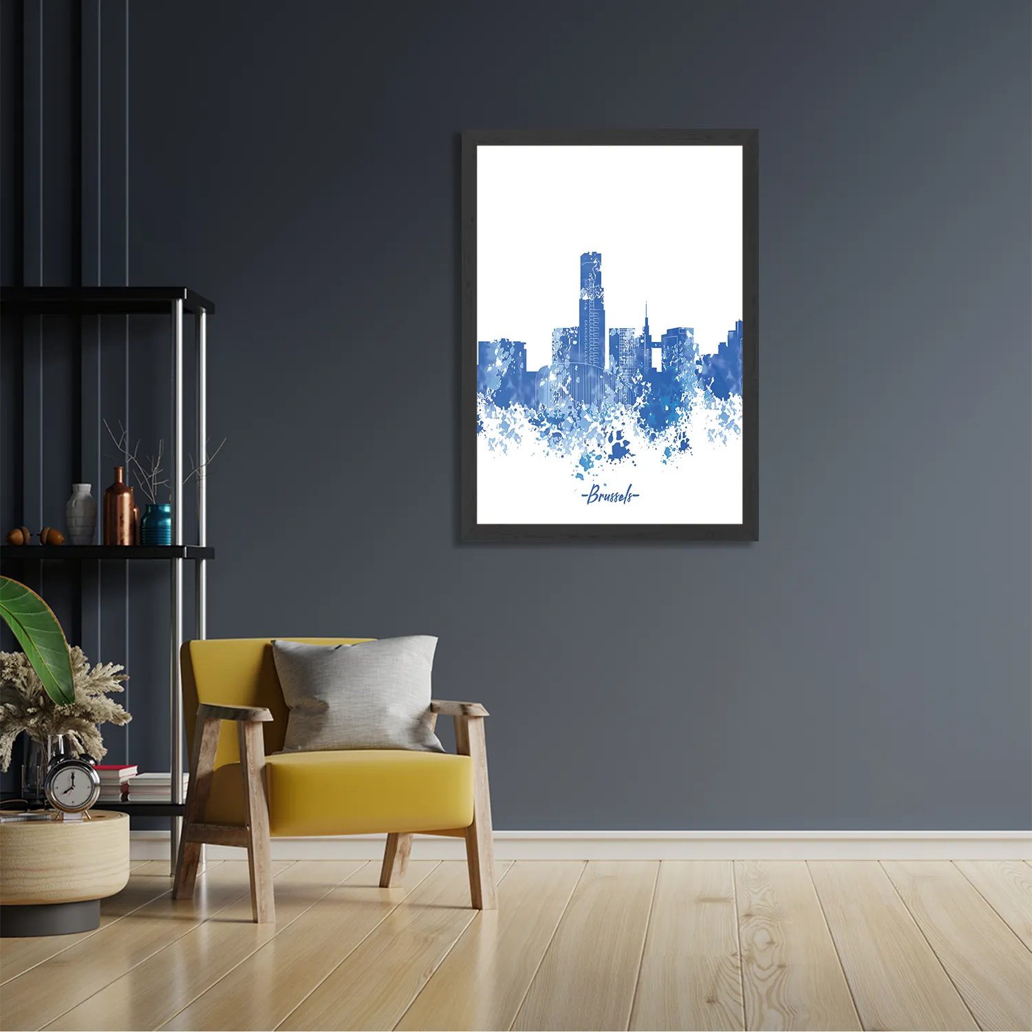 Poster Skyline Brussels Watercolor Paint Rechthoek Verticaal Met Lijst Template PBL 50 70 Verticaal Steden 4 2
