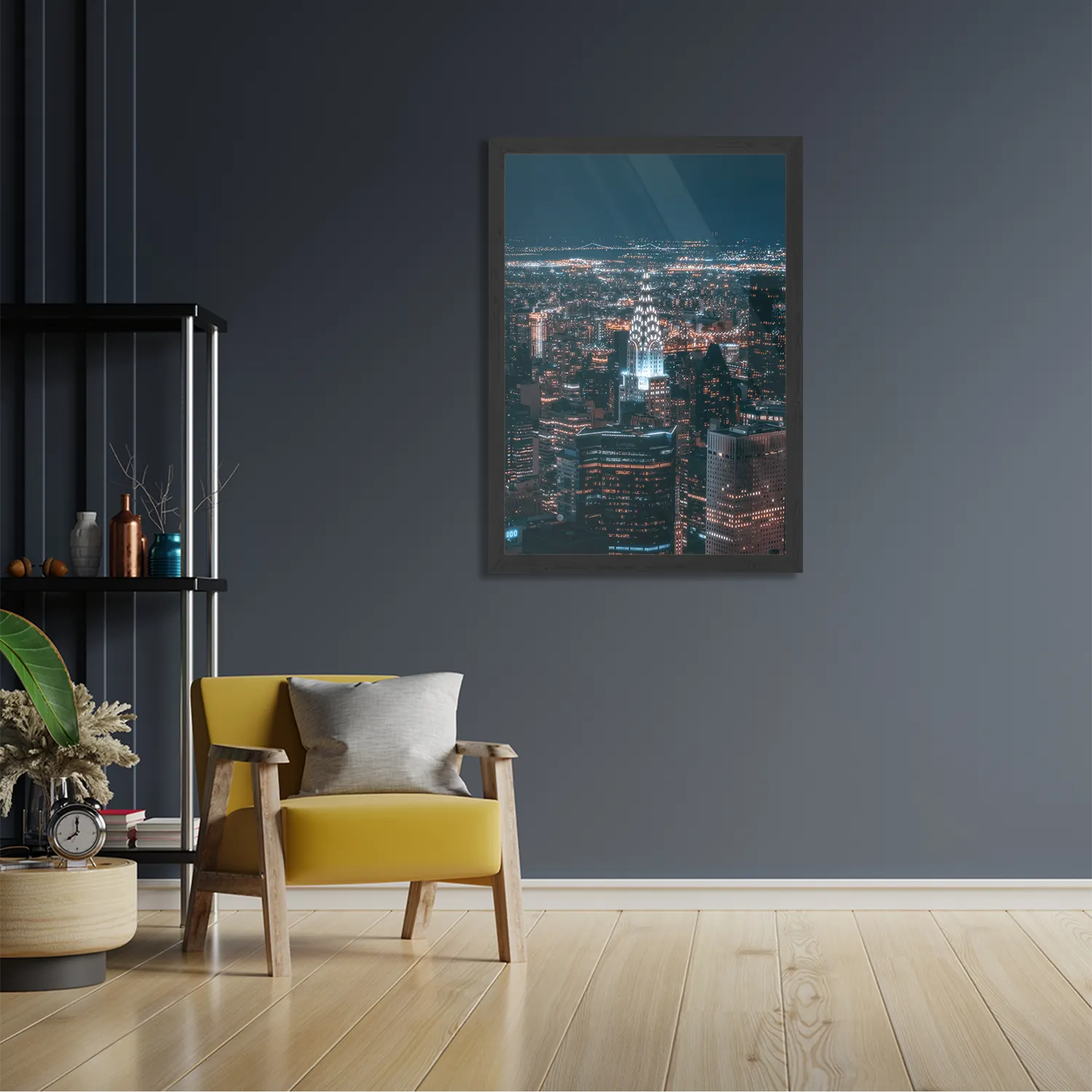 Poster Chrysler Building New York at Night Rechthoek Verticaal Met Lijst Template PBL 50 70 Verticaal Steden 46 2