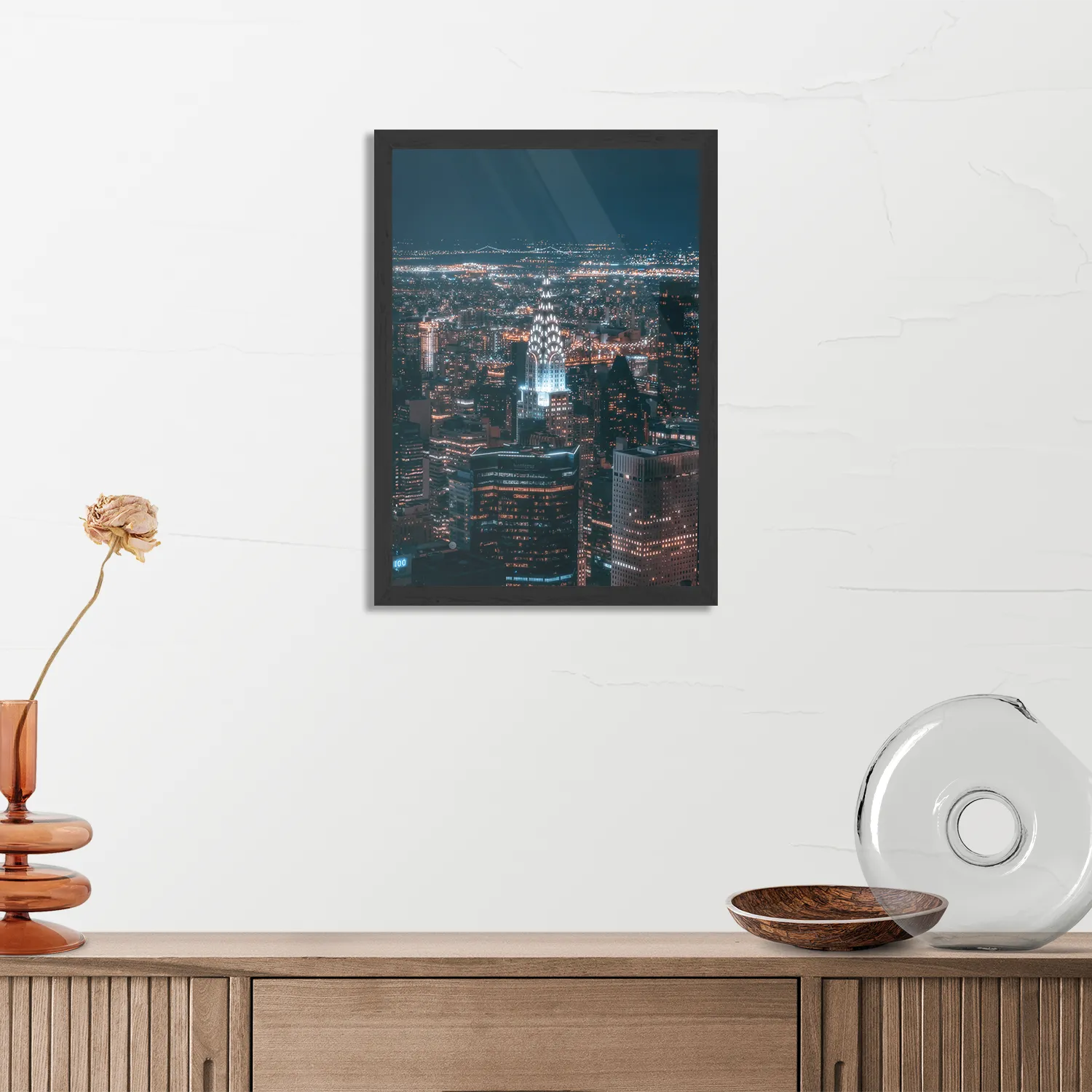 Poster Chrysler Building New York at Night Rechthoek Verticaal Met Lijst Template PBL 50 70 Verticaal Steden 46 3