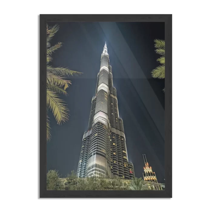 Poster Burj Khalifa at Night Rechthoek Verticaal Met Lijst Template PBL 50 70 Verticaal Steden 50 1