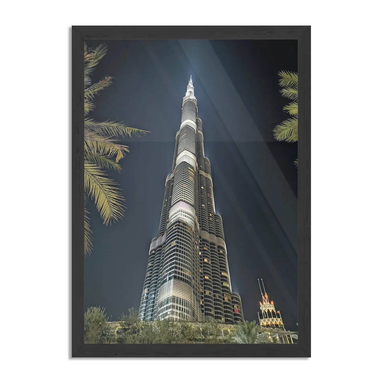 Poster Burj Khalifa at Night Rechthoek Verticaal Met Lijst Template PBL 50 70 Verticaal Steden 50 1