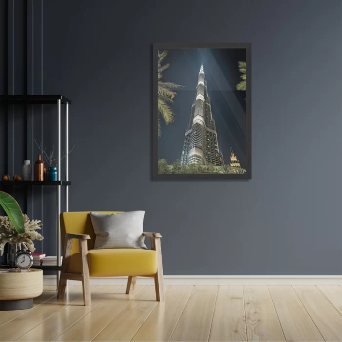 Poster Burj Khalifa at Night Rechthoek Verticaal Met Lijst Template PBL 50 70 Verticaal Steden 50 2