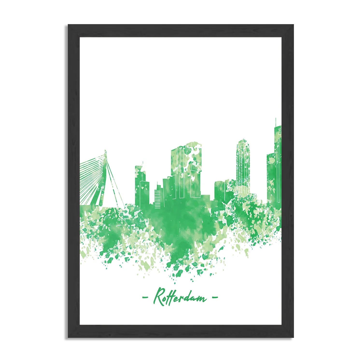Poster Skyline Rotterdam Watercolor Paint Rechthoek Verticaal Met Lijst Template PBL 50 70 Verticaal Steden 53 1