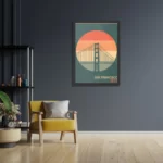 Poster San Francisco 1976 Golden Gate Bridge Rechthoek Verticaal Met Lijst Template PBL 50 70 Verticaal Steden 55 2