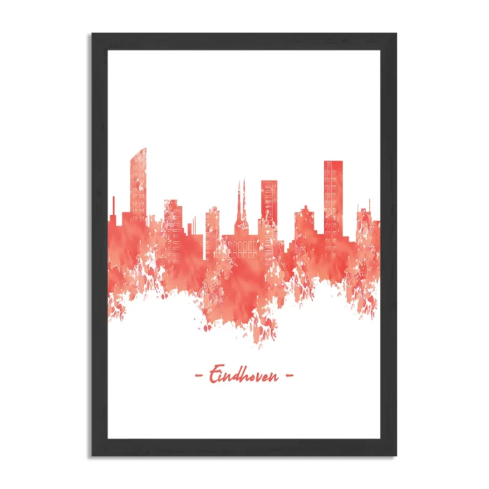 Poster Skyline Eindhoven Watercolor Paint Rechthoek Verticaal Met Lijst Template PBL 50 70 Verticaal Steden 6 1