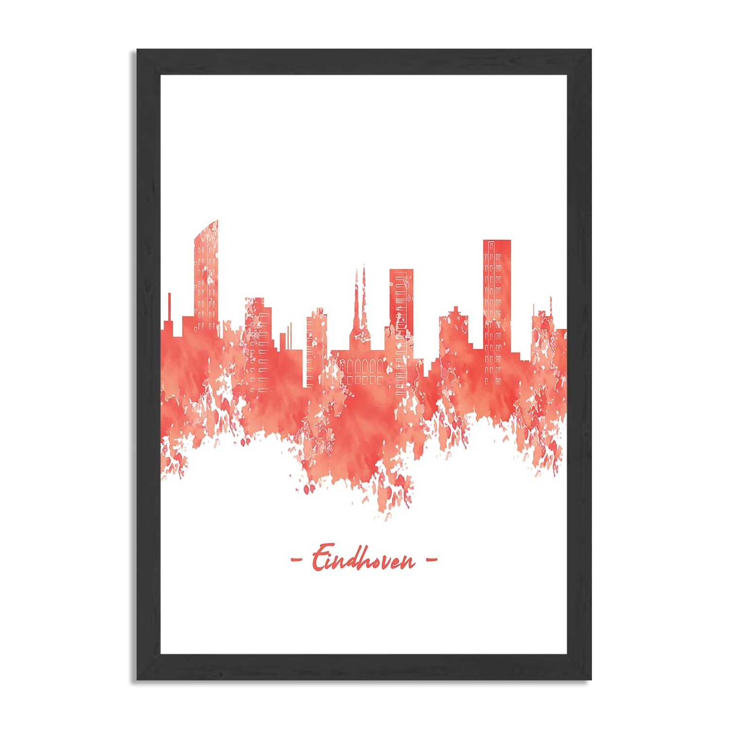 Poster Skyline Eindhoven Watercolor Paint Rechthoek Verticaal Met Lijst Template PBL 50 70 Verticaal Steden 6 1