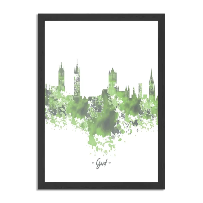 Poster Skyline Gent Watercolor Paint Rechthoek Verticaal Met Lijst Template PBL 50 70 Verticaal Steden 7 1