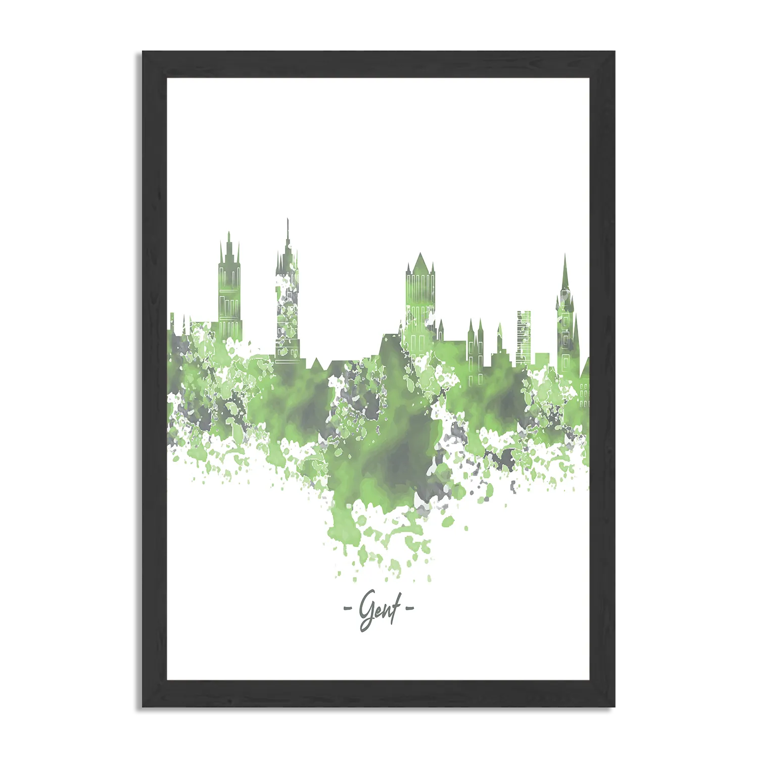Poster Skyline Gent Watercolor Paint Rechthoek Verticaal Met Lijst Template PBL 50 70 Verticaal Steden 7 1