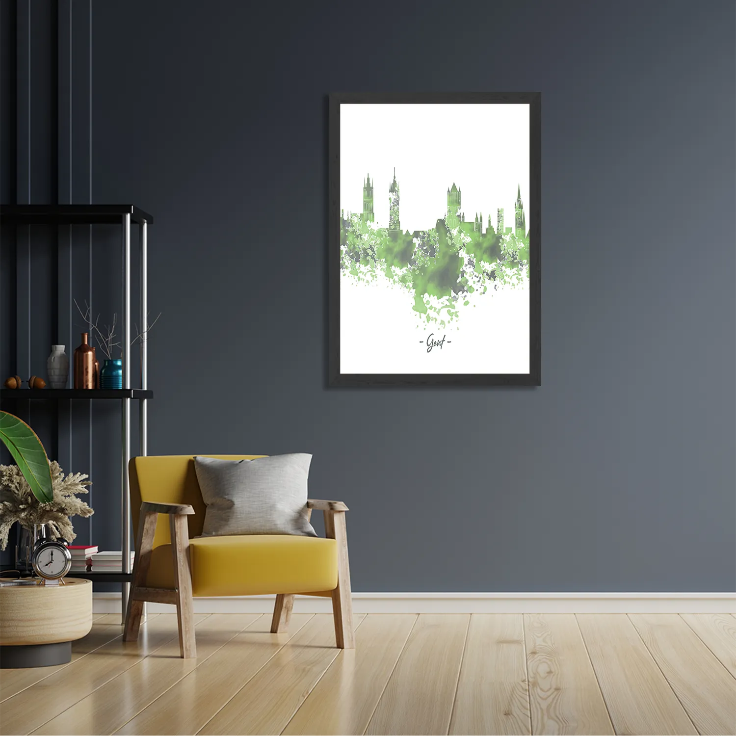 Poster Skyline Gent Watercolor Paint Rechthoek Verticaal Met Lijst Template PBL 50 70 Verticaal Steden 7 2