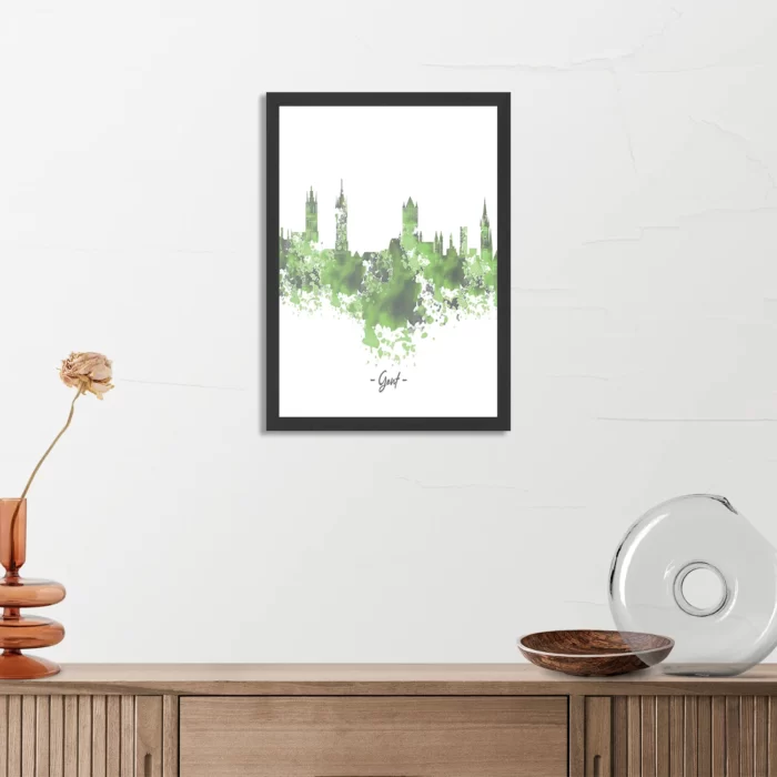 Poster Skyline Gent Watercolor Paint Rechthoek Verticaal Met Lijst Template PBL 50 70 Verticaal Steden 7 3